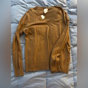 Calvin Klein V-Neck Sweater in Warm Tan